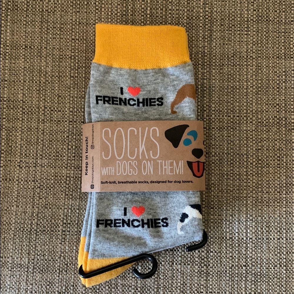 French Bulldog Gray and Yellow Dog Lover Socks